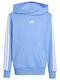 Fleece Kinder-Sweatshirt mit Kapuze Hellblau Essentials 3-Streifen