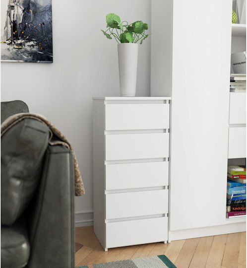 Wooden Chest of Drawers with 5 Drawers White 40x35x92cm