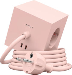 AVOLT PowerCube 3 Θέσεων με Καλώδιο 1.8m/ Ροζ