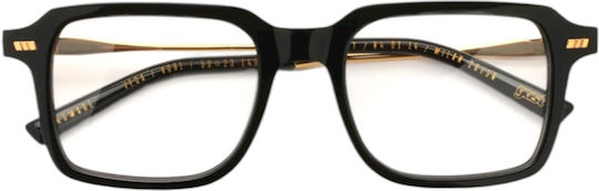 Gast Vega Gold Vg01 Unisex Square Prescription Eyeglass Frames Black-Gold