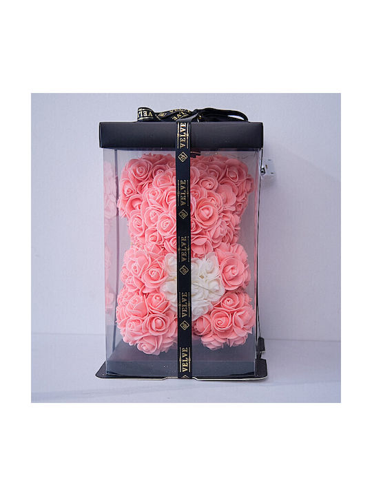 Floral Teddy Bear 25 Cm Bright Leds Foam Roses White Heart In Gift Box Powder Pink Floral Teddy Bear 25 Cm Bright Leds Foam Roses White Heart In Gift Box Powder Pink