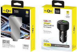 KLGO Auto-Ladegerät mit Anschlüssen 1xUSB-A 2xType-C KLGO Auto-Ladegerät mit Anschlüssen 1xUSB-A 2xType-C