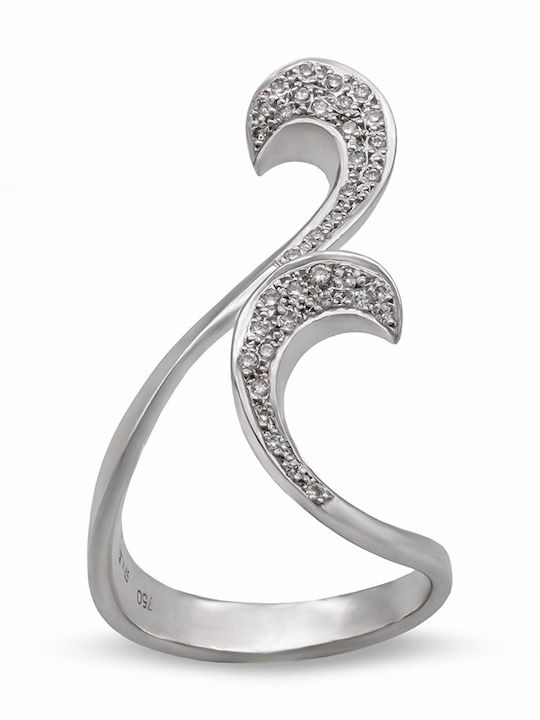 Savvas Design Ring with Diamond made of White gold 18K