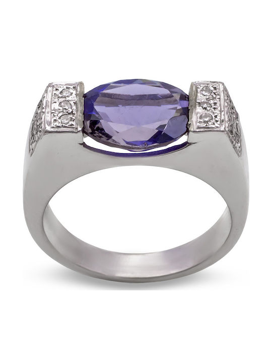 Savvas Design Ring with Diamond made of White gold 14K