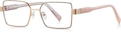 Techsuit Anti-blue Light Glasses Reflex Pc 3160 Women Rectangle Metal Frame Ac Lens Rose Gold