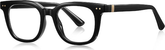 Techsuit Anti-Blue Light Glasses Reflex PC 2229 Men Round TR90 & Metal Frame AC Lens Black