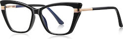 Techsuit Anti-blue Light Glasses Reflex Pc 2271 Women Rectangle Tr90&metal Frame Ac Lens Black Techsuit Anti-blue Light Glasses Reflex Pc 2271 Women Rectangle Tr90&metal Frame Ac Lens Black