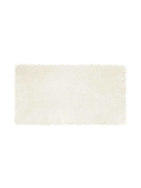 vidaXL Rug Fireplace Rectangular Leather White