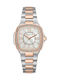 Crystals Two Tone Womens Watch 24mm Battery with Stainless Steel Bracelet Silver/Pink Gold