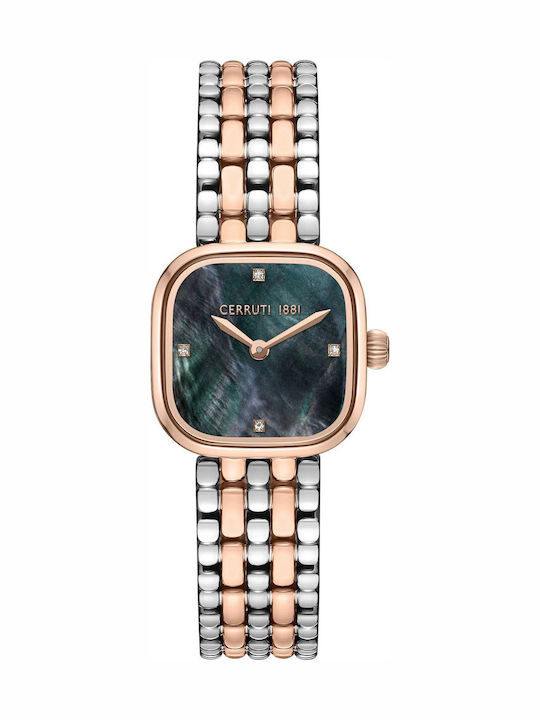 Cerruti Crystals Two Tone Ceas de Damă cu Argintiu Brățară Metalică