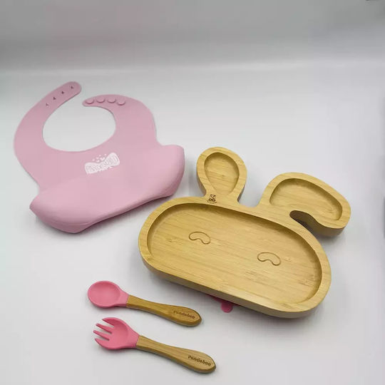 Pandaboo Feeding Set made of Bamboo with Non-Slip Base 4pcs