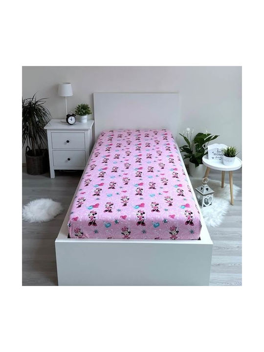 Disney Σεντόνι Μονό Βαμβακερό Minnie Minnie 90x200cm