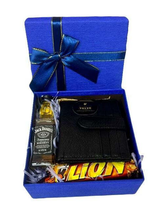 Set Leather Men's Wallet Blue