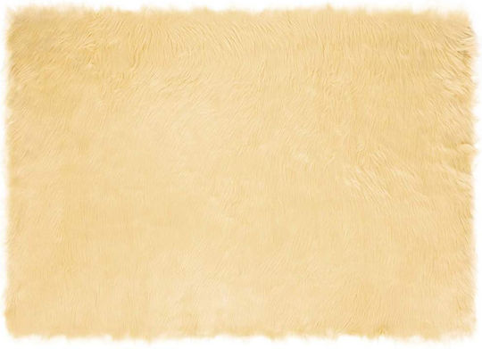 vidaXL Teppich Kamin Rechteckig Leder Cream