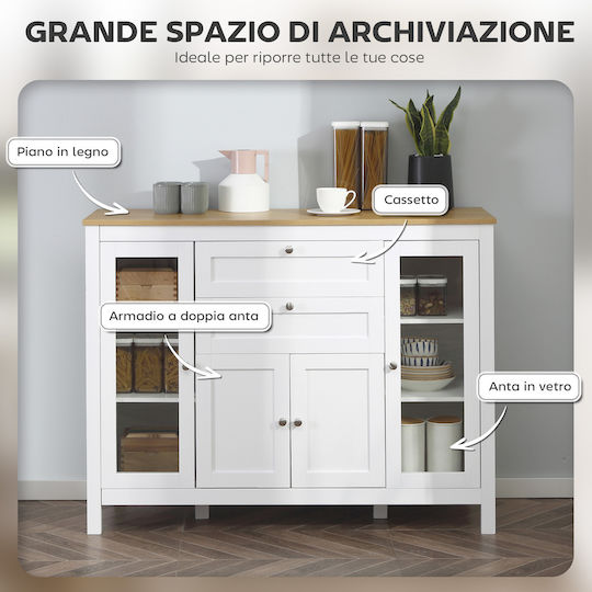 Floor Cabinet Λευκό Και Δρυς 120x40x90cm