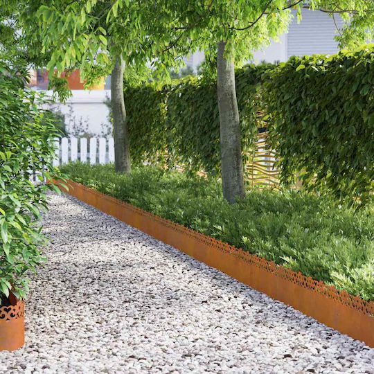 vidaXL Bordură de Grădină din Metal în Culoarea Maro 1.03m x 22cm