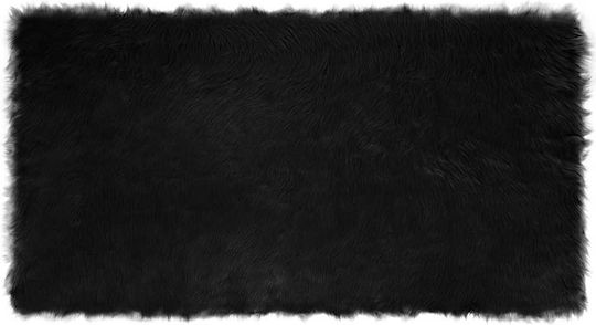 vidaXL Teppich Kamin Rechteckig Leder Black