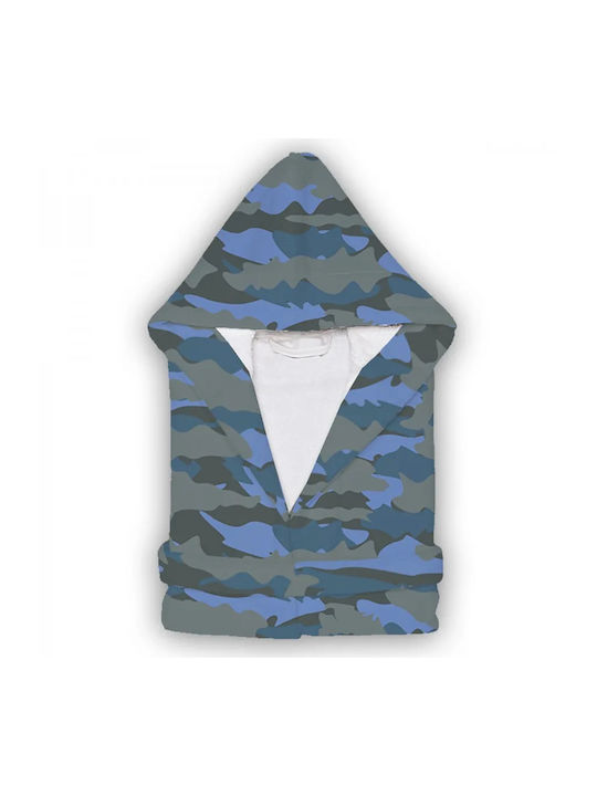 Carmel Παιδικό Μπουρνούζι Blue Camouflage mit Kapuze