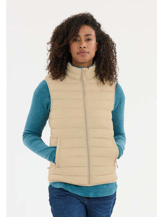 Damen Ärmellos Puffer Jacke für Winter Beige