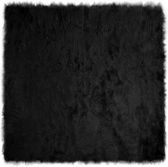 vidaXL Covor Pentru șemineu Rectangular Piele Negru