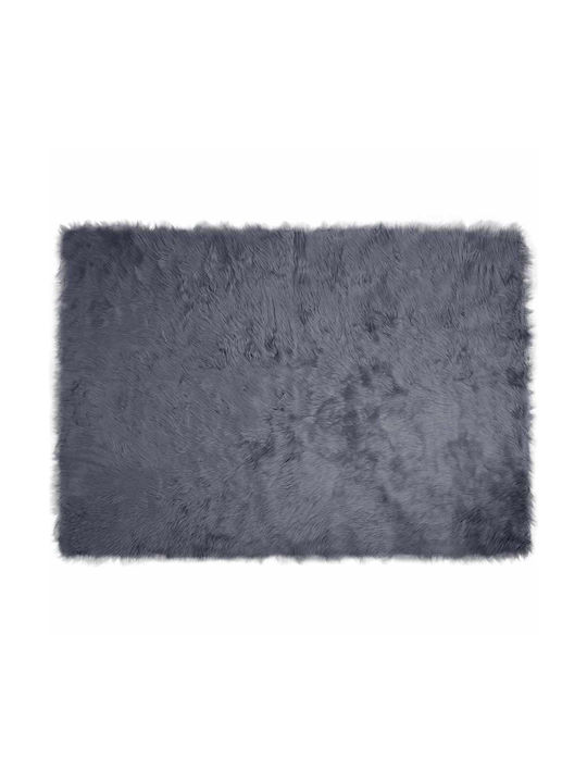 vidaXL Rug Fireplace Rectangular Leather Charcoal