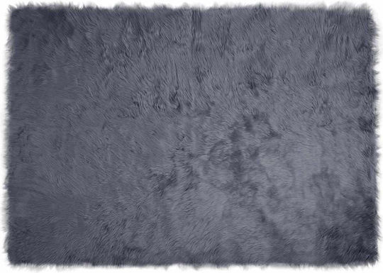 vidaXL Teppich Kamin Rechteckig Leder Charcoal