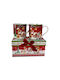 Velve Set Ornamente de Crăciun Căni Ceramice Roșu 2buc
