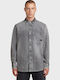 Pocket Langärmlig Baumwolle Hemd Gray