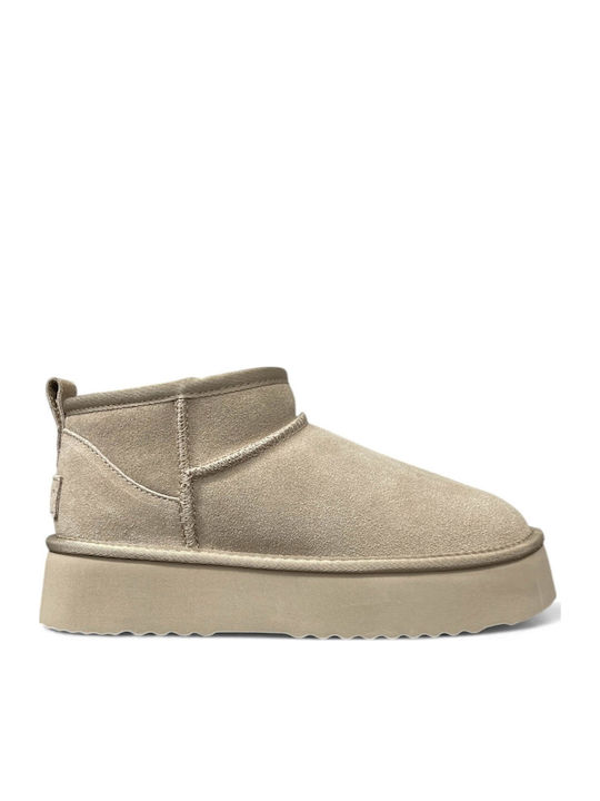Renato Garini Leather Women's Ankle Boots Beige