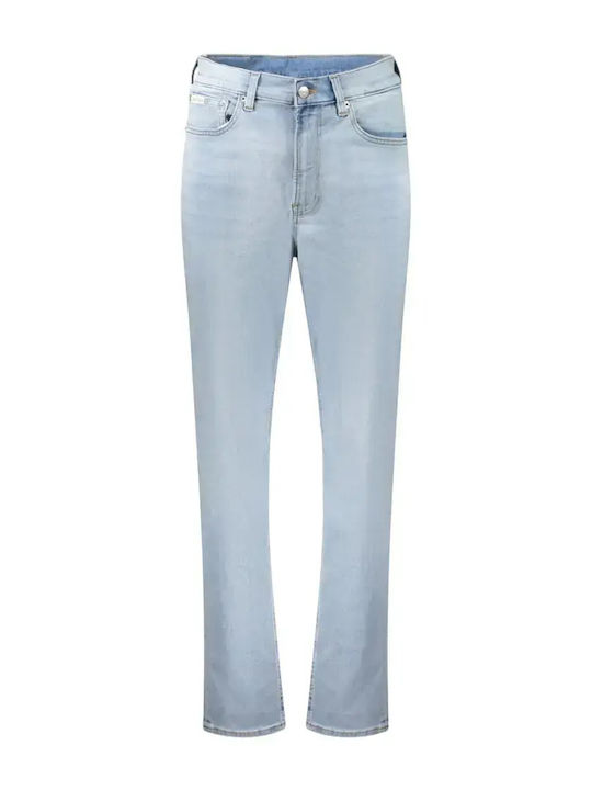 High Waist Women's Jean Trousers in Mom Fit Light Blue