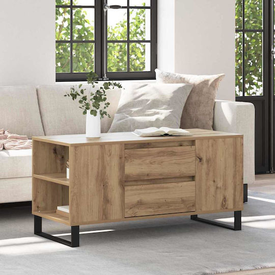 Rectangular Central Coffee Table Made of Solid Wood Yellow M102xW44.5xH50cm