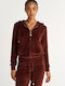 Women's Sweatshirt Jacket Velvet Hooded Brown