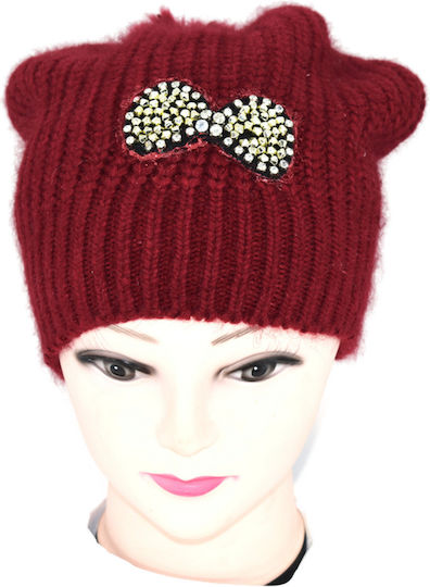 Beanie Frauen Beanie Gestrickt in Burgundisch Farbe