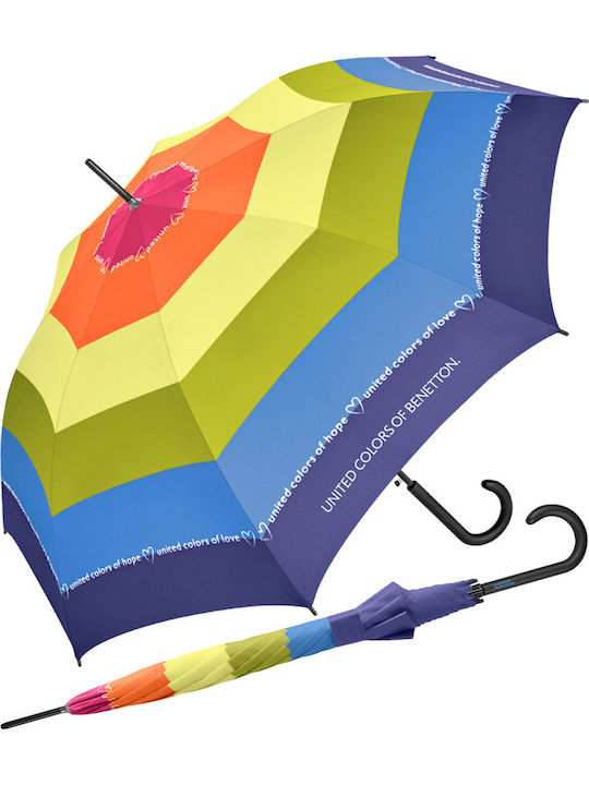 Benetton Automatic Umbrella with Walking Stick Multicolour