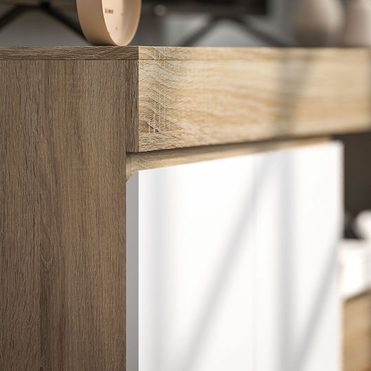 White And Wood-Coloured TV Stand M140xL40xH48cm