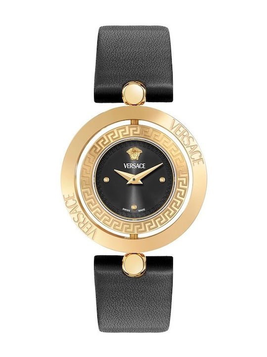 Versace Eon Lady Γυναικείο Ρολόι Μπαταρίας με Μαύρο Δερμάτινο Λουράκι