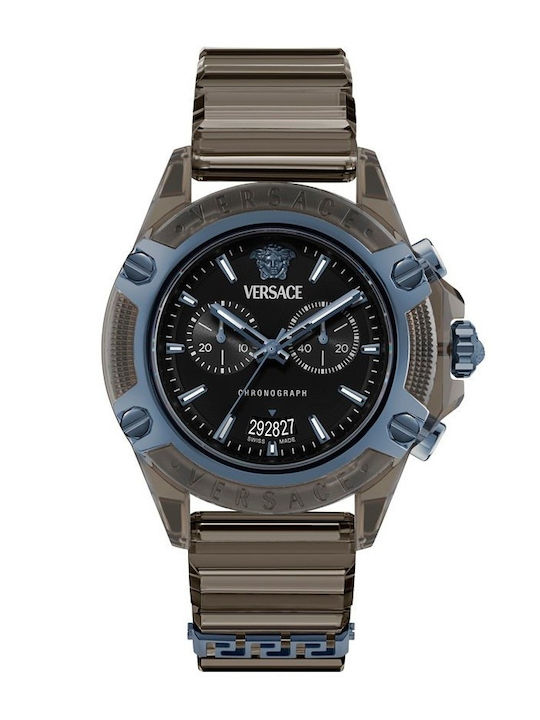 Versace Icon Women's Watch Chronograph with Gray Rubber Strap