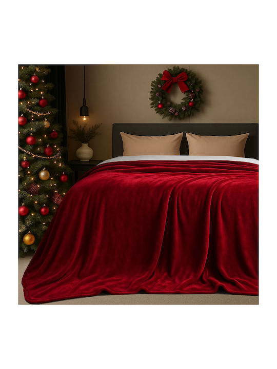 Astron Italy Κουβέρτα Βελουτέ Υπέρδιπλη 220x240εκ. Redwine 28362836