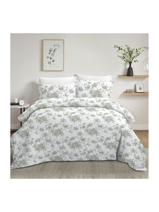 Olia Home Set Cearșafuri Single 170x260cm. Dusty Green 3buc
