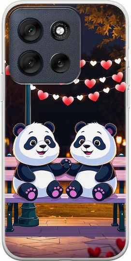 Valentine's Day Panda Love Under Stars Case Motorola Moto G56 5g Flexible TPU Transparent Silicone