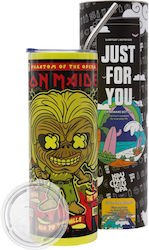 Iron Maiden Eddie Neon Yellow Thermos Bottle wi...