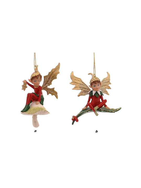 Christmas Ornament Elf Mushroom Or Mistletoe Resin 9.52cm Vetur Bv 16470