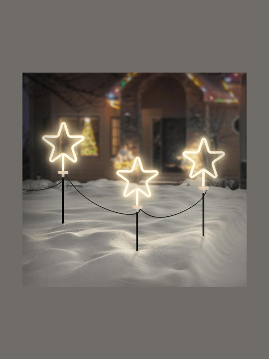 ECD Germany Weihnachtliche Dekorative Sterne Beleuchtete Kunststoff 3Stück