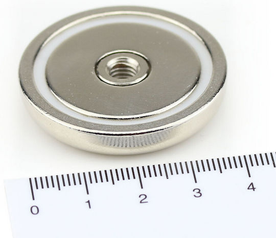 Neodymium Base Magnet Φ40x8mm X M6 Internal Thread Traction Force 50kg