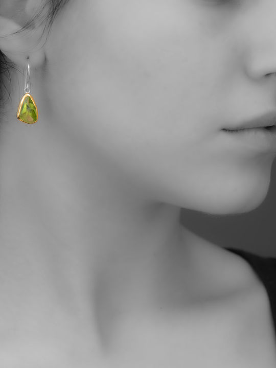 Enotia Earrings made of Silver Gold Plated with Stones
