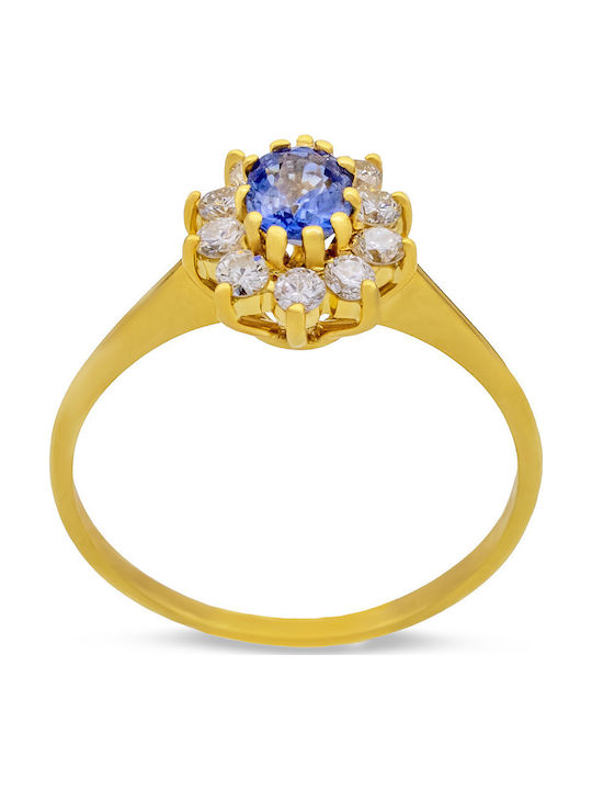 Savvas Design Ring with Diamond made of Gold 18K