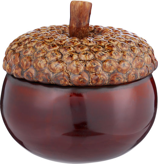Butlers Acorn Vase Coffee with Lid & Base Ceramic Brown 12x12x12cm