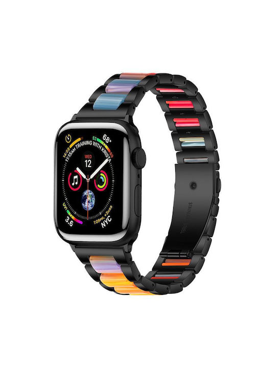 Metallisches Tragbare Bänder Riemen Für Apple Watch 38 40 41 S10 42mm Schwarzer Regenbogen
