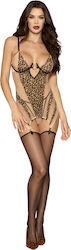 Super Sexy Leopard Babydoll Ζαρτιέρες Στρινγκ