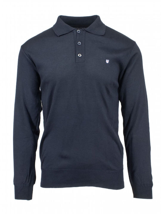 Men's Long Sleeve Polo Blue Hermes Navy